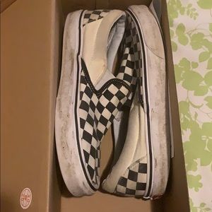 checkerboard slip on vans